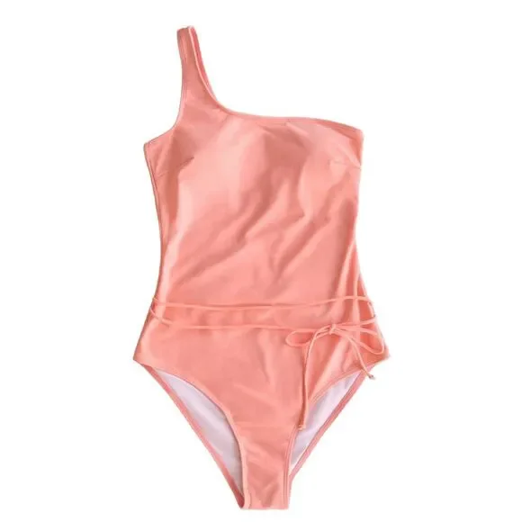 NWT Cupshe Coral One-Shoulder Swimsuit. Size Large. - Picture 4 of 6